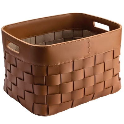 纯手工编织马鞍皮收纳筐设计师款