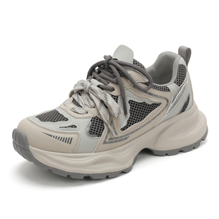 达芙妮厚底老爹鞋女2025新款女鞋秋季增高网面鞋子百搭休闲运动鞋