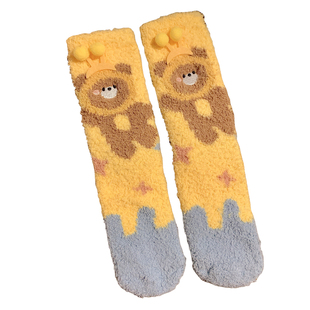 可爱珊瑚绒袜子女生秋冬保暖成人地板袜毛绒室内居家袜睡觉睡眠袜