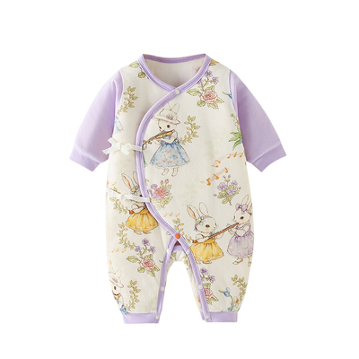 加厚夹棉新生婴儿衣服保暖连体衣