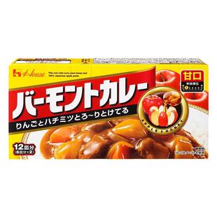 日本进口house好侍咖喱块百梦多苹果咖喱调味汤料甘口原味230g/盒