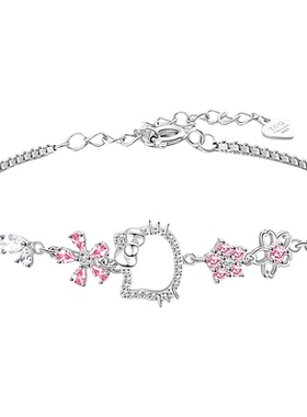 三丽鸥helloKitty纯银手链生日礼物圣诞礼物送女友闺蜜哈喽Kitty