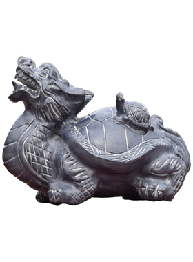 嘉祥石雕天然青石镇宅龙龟摆件