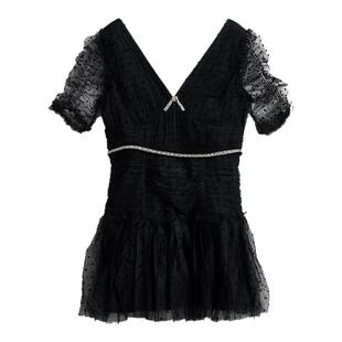 SELF-PORTRAIT 潮流都市女士网纱深V领连衣裙银泰百货精品 301596