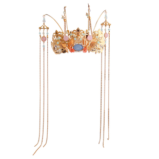 汉服发饰头饰头冠儿童凤冠女童古风超仙古装发冠流苏步摇森系皇冠