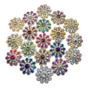 宝塔形合金水钻装饰扣AB彩色花型钻婚纱服饰鞋帽DIY配件可手缝钻