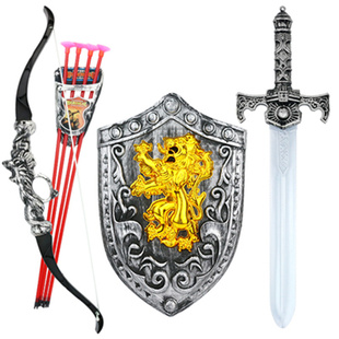 儿童弓箭吸盘射击玩具套装传统玩具弩宝剑盾牌组合男孩玩具礼物