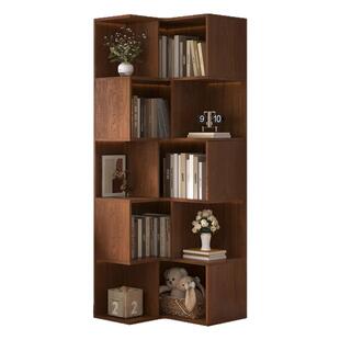 转角书柜落地置物架小户型客厅卧室拐角书架墙边储物柜定制柜子