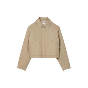 SANDRO博主同款2025秋冬女装法式时尚棉质仿钻斜插袋薄款棉服外套