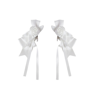 气质甜美白色蝴蝶结花朵发夹