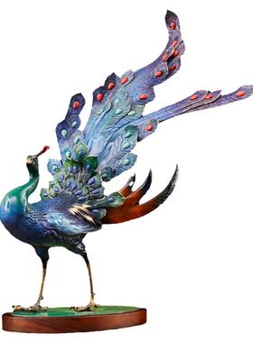 富贵吉祥铜孔雀摆件新中式家居客厅玄关办公室装饰品乔迁新居礼品