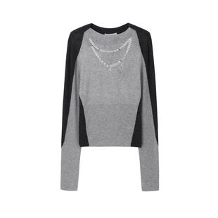 REVAN芮范设计师款质感拼色珍珠印花毛衫RM90601158