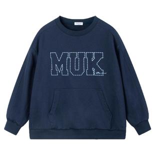 MUCMUKN童装 秋装新款美式学院风宽松卫衣复古印花男童松弛感上衣