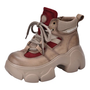 四起哥2025秋冬新款头层牛皮马丁靴女手工真皮轻奢运动厚底短靴女