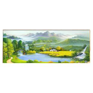 聚宝盆山水画客厅挂画风景手绘油画沙发背景墙装饰画西墙聚财壁画