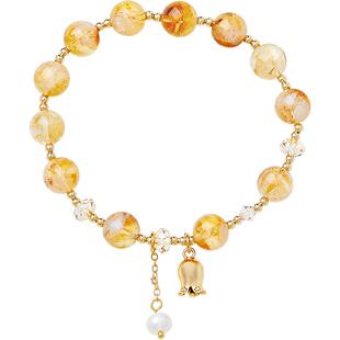 兰诺黄水晶手链女2026新款轻奢小众精致闺蜜礼物淡水珍珠串珠手串