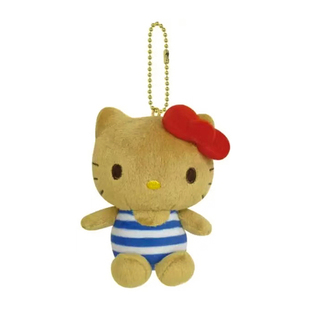 现货日本三丽鸥夏威夷晒黑hellokitty黑皮比基尼日烧包包挂件