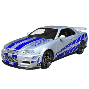 合金日产天际线gtr汽车模型尼桑r34赛车仿真战神拉力男孩玩具跑车