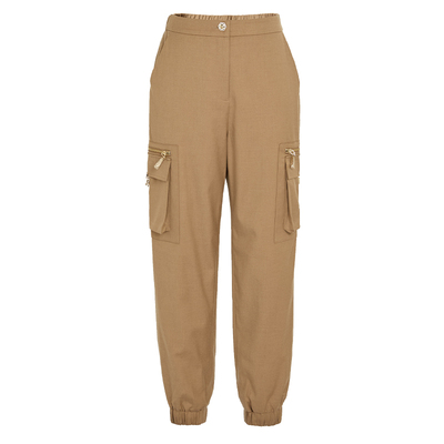 kodice卡其高腰束脚工装休闲裤