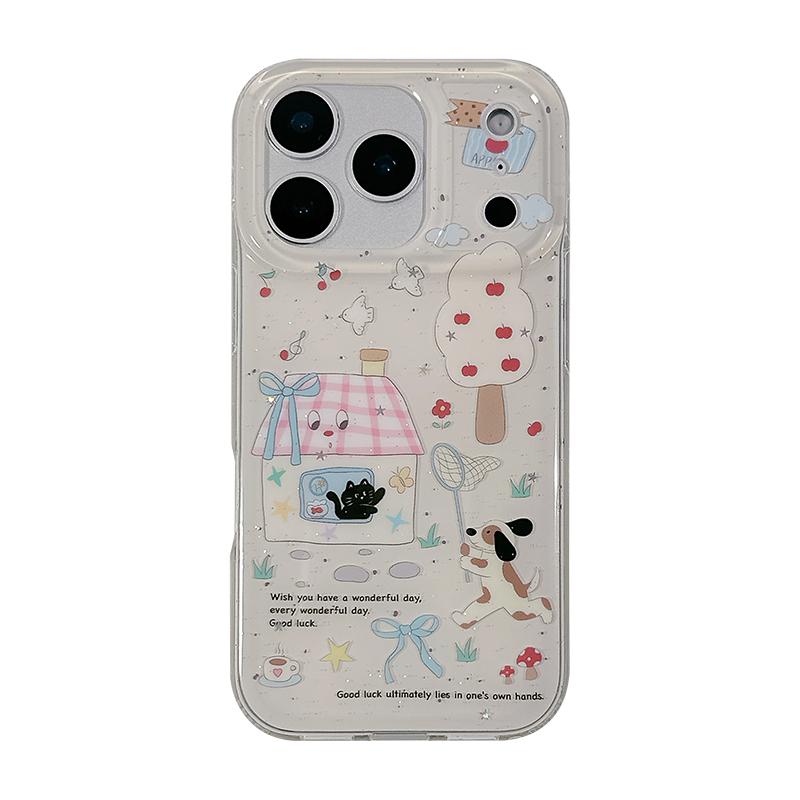可爱卡通房屋小黑猫适用苹果手机壳iphone17promax高级感13/14硅胶16Pro保护套15新款全包防摔女软小众
