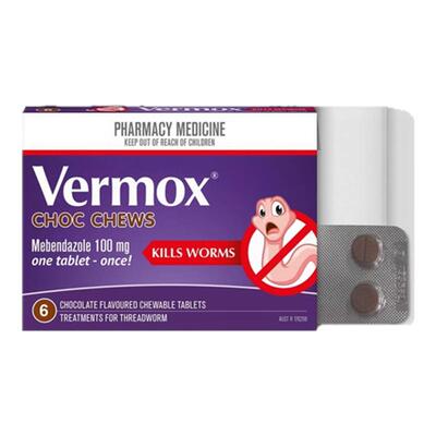 Vermox澳洲打虫巧克力6块儿童成人驱虫药打虫药Combantrin同款