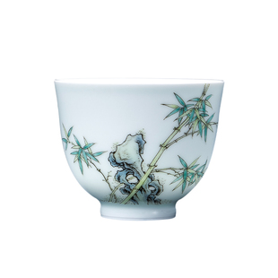 诚德轩景德镇茶杯主人杯功夫茶具手绘粉彩竹报平安宝铃杯陶瓷茶器