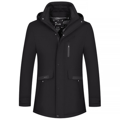 皮尔卡丹男士冬季中长款厚羽绒服