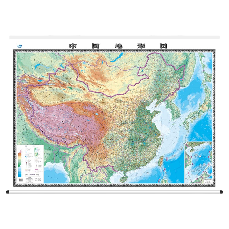 新版中国世界地形双面覆膜挂图