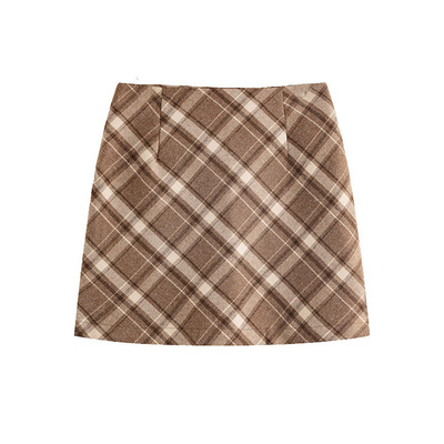 胖mm高腰显瘦包臀格子半裙