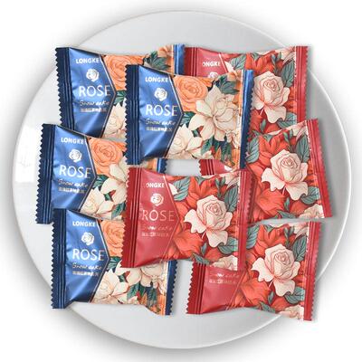 龙客浪漫玫瑰红茶味雪花酥婚庆牛轧糖脆芙休闲网红零食小吃代餐