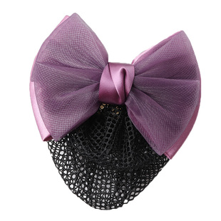 韩国头饰发饰护士职业头花紫色蝴蝶结银行员工发夹空姐女网兜新款