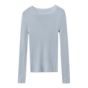 【无缝一体】德国扬子纱 OTW18针60/2支精纺羊毛圆领针织衫上衣女