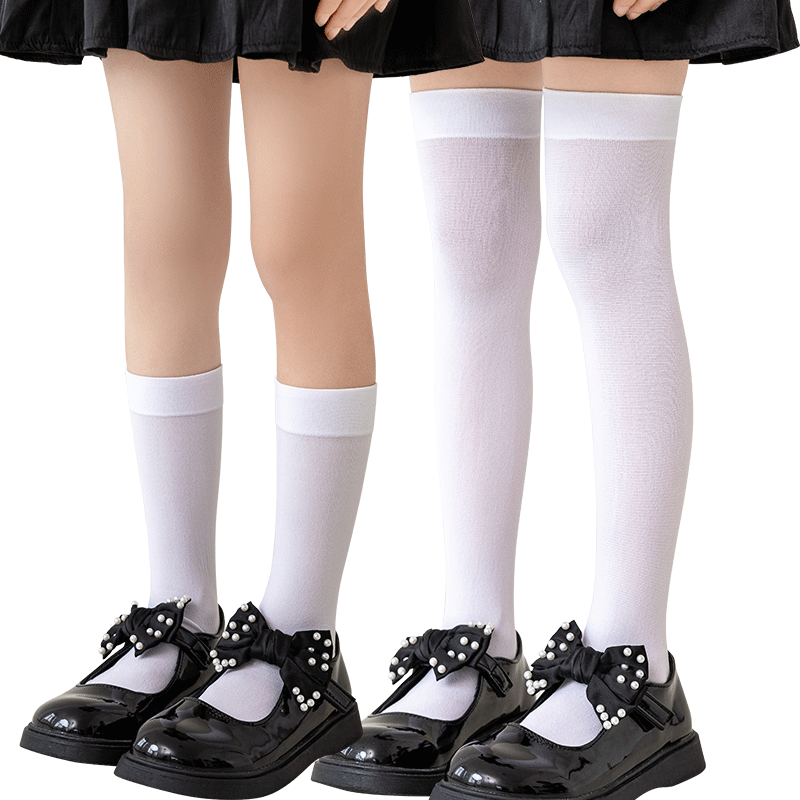 夏季薄款袜子女童白色长筒丝袜冰丝小女孩宝宝春夏小腿过膝中筒袜