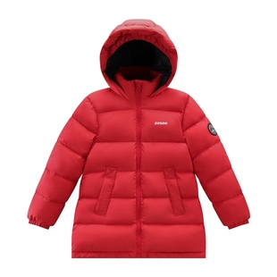 左西童装儿童羽绒服女童中长款冬季加厚极寒2025新款红色冬装外套
