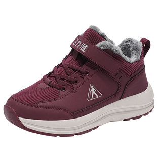 足力健老人鞋冬季加绒保暖女旗舰店正品中老年防滑雪地靴妈妈棉鞋