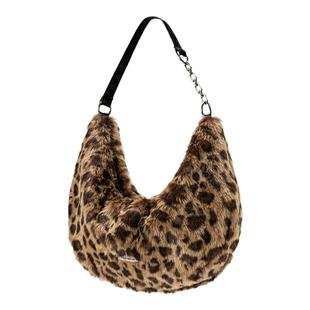 COMBACKnoonecan饺子包女单肩秋冬毛呢腋下包时尚通勤豹纹潮流