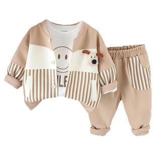 婴儿衣服长袖三件套装秋装春天八九个月一岁多两周岁3小孩男宝宝4