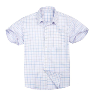 兰诗丁家庄晓庄铁小英伦童装 男生双色格短袖衬衫DC-7006-B学生装