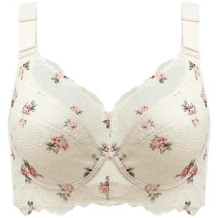 月色大码内衣女上托聚拢防下垂全罩杯薄款收副乳胖mm大胸显小文胸