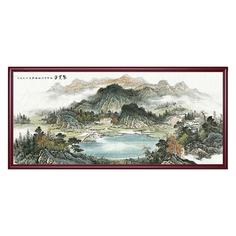 西墙山水画聚宝盆沙发背景墙无太阳靠山图源远流长装饰画客厅挂画