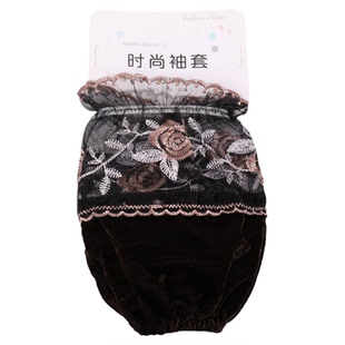 2026新款短款金丝绒套袖女款秋冬羽绒服护袖防污耐脏蕾丝袖头韩版
