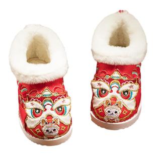 虎头鞋女童1周岁醒狮兔 宝宝棉鞋手工布鞋男童拜年儿童汉服鞋冬季
