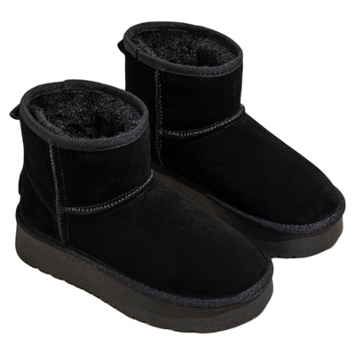 SNOWELF【黑色加绒短筒雪地靴】
