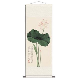 张大千月桂飘香丝绸画卷轴画办公室挂画国画绢画书法字画装饰画