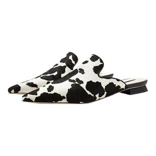Nine West/玖熙旧巷雾光尖头穆勒鞋女夏夏包头拖鞋懒人鞋平底拖