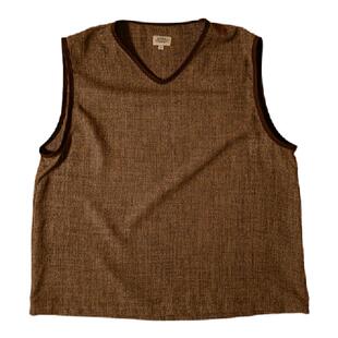 CITYDIVE  Slipover Vest 复古人字纹拼接马甲套头背心