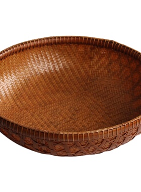竹编篮工艺品食盒圆形簸箕竹制品