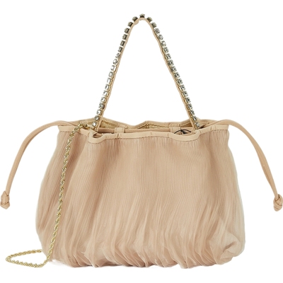 【折扣】Loeffler Randall女带缀饰欧根纱藕粉色手提包