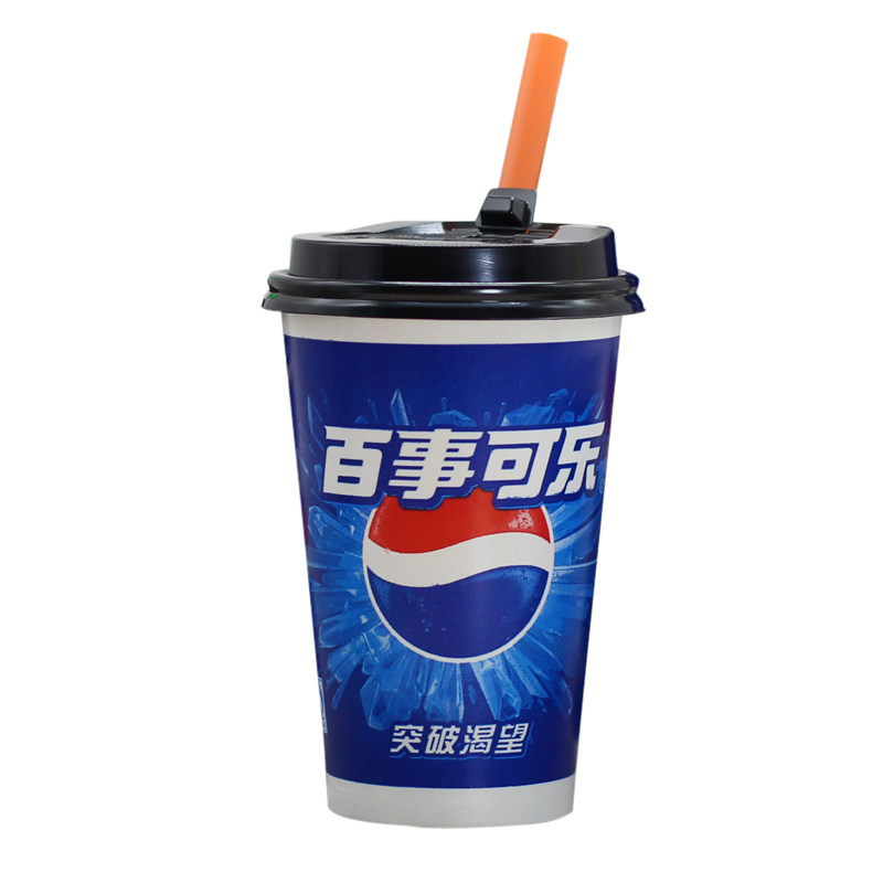 双淋膜1000只可乐纸杯加厚带盖