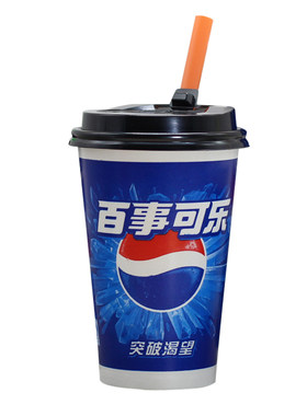 双淋膜1000只可乐纸杯加厚带盖